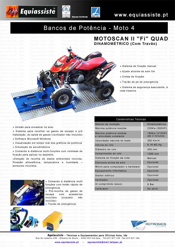 Rotronics Portugal Bancos de Potência Dinamométrico para moto 4 QUAD